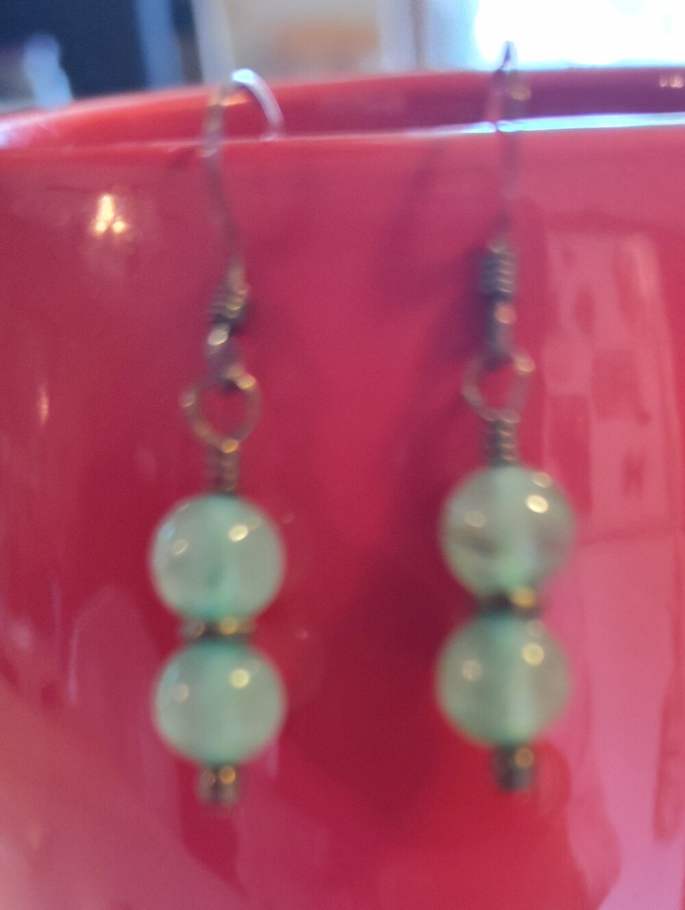 Handmade Turquoise Bead Drop Earrings - Women Jewelry